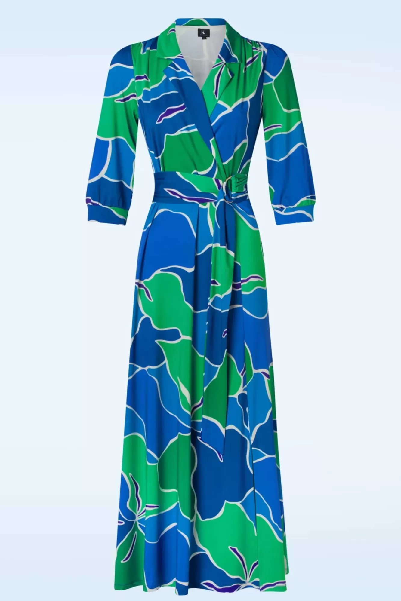 K-Design Vera Crossover Maxi Jurk In Blauw En Groen | Vrouwen Plus Size Jurken