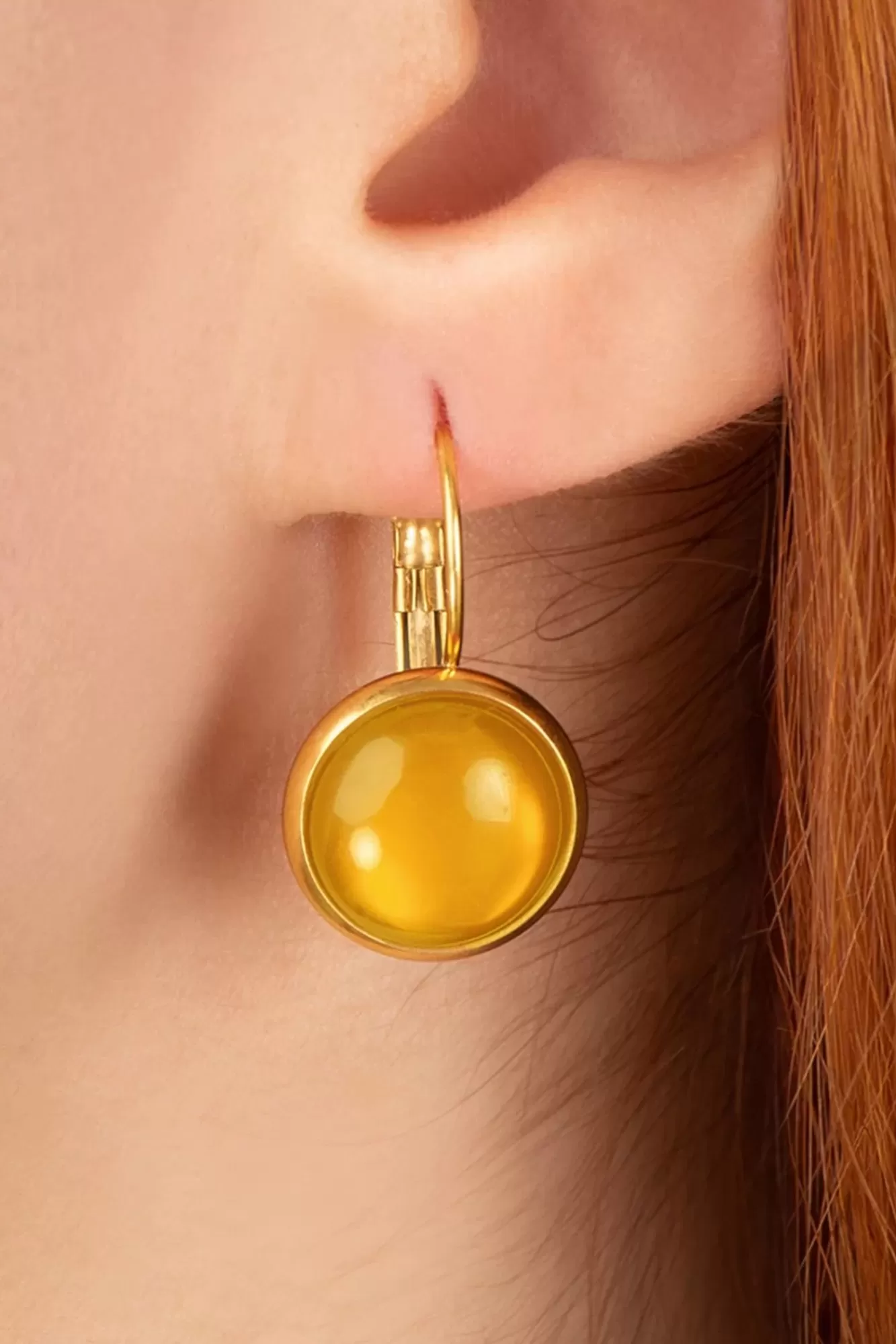 Urban Hippies Vergulde Dot Oorbellen In Glossy Solar | Vrouwen Sieraden