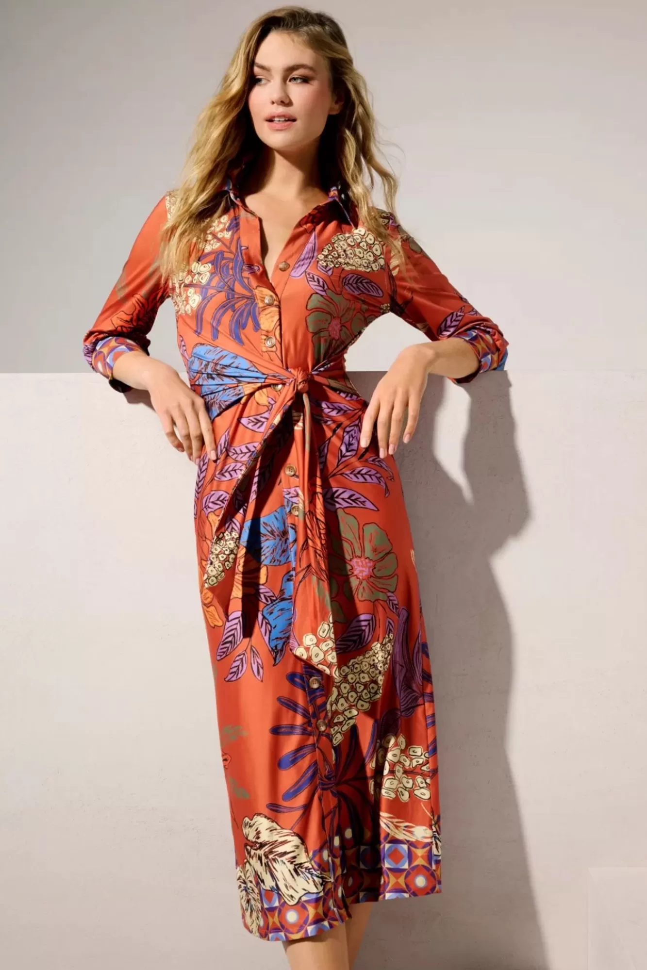 K-Design Veronica Midi Jurk In Oranje | Vrouwen Plus Size Jurken