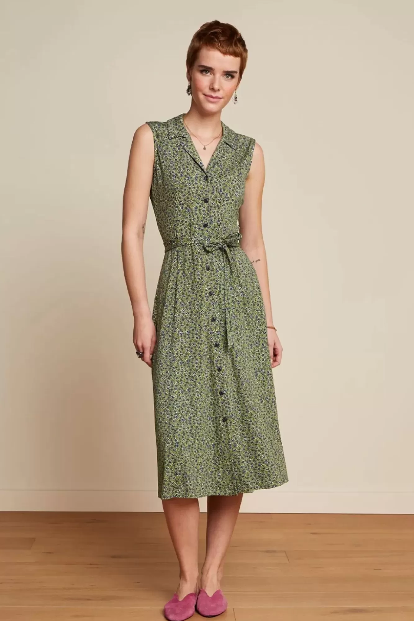 King Louie Violante Jurk Marceline In Groen | Vrouwen Plus Size Jurken