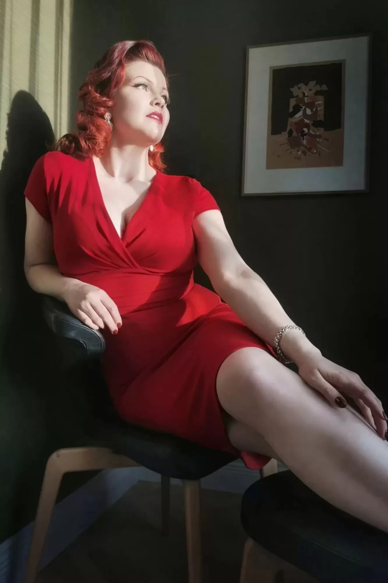 Vintage Chic for Topvintage Vivien Pencil Jurk In Diep Rood | Vrouwen Plus Size Jurken