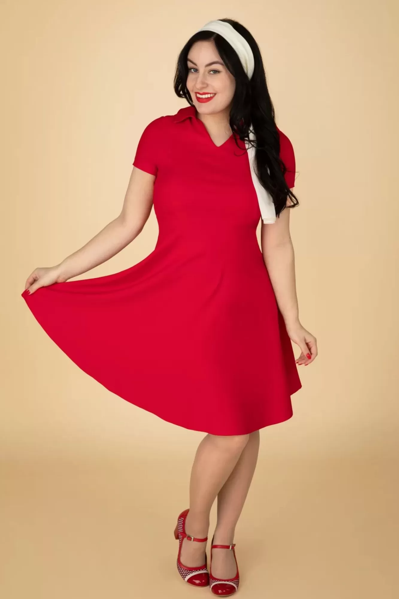 Banned Retro Wonder Fit And Flare Swing Jurk In Rood | Vrouwen Plus Size Jurken