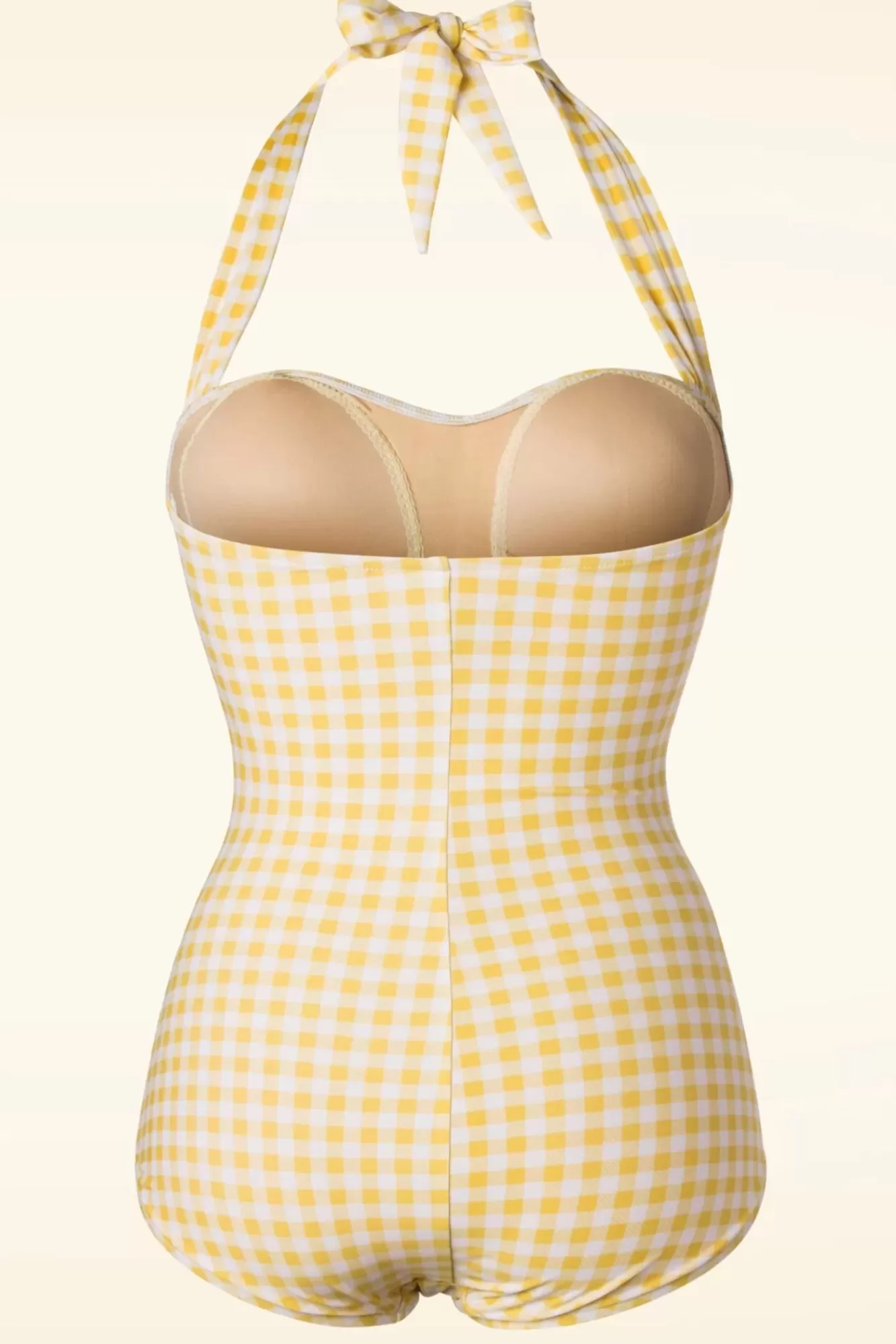 Esther Williams Zomer Gingham Badpak Uit Een Stuk In Geel En Wit | Vrouwen Badpakken